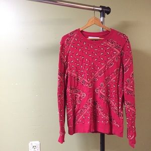 Bandana Print Red Crew Neck Sweatshirt